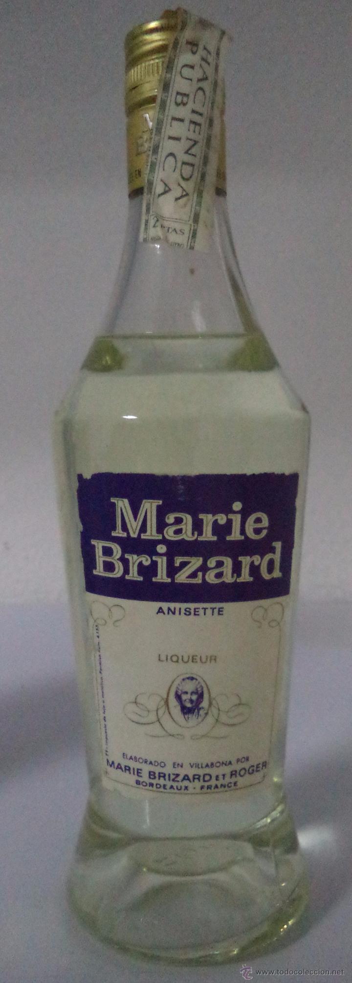 Colecionismo de vinhos e licores: BOTELLA ANIS MARIE BRIZARD. IMPUESTO DOS PESETAS. 1/2 LITRO.