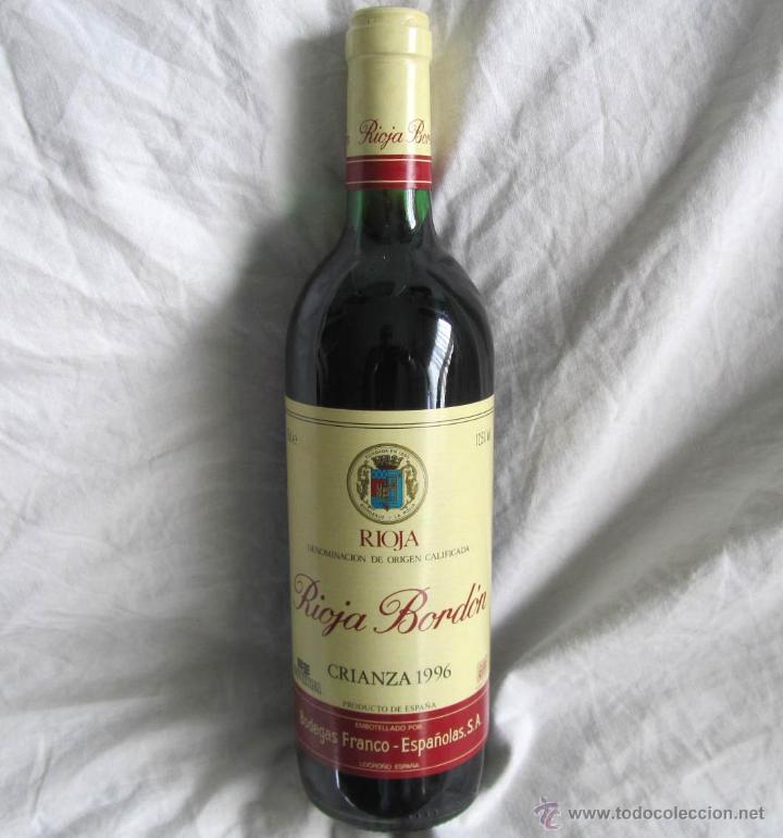 Coleccionismo de vinos y licores: Botella de vino Rioja Brod&oacute;n Crianza 1996
