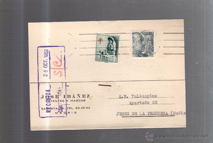 Coleccionismo de vinos y licores: TARJETA POSTAL PUBLICITARIA. PATENTES Y MARCAS. JOSE IBA&Ntilde;EZ. TRIANA & Cia. MADRID. 1953
