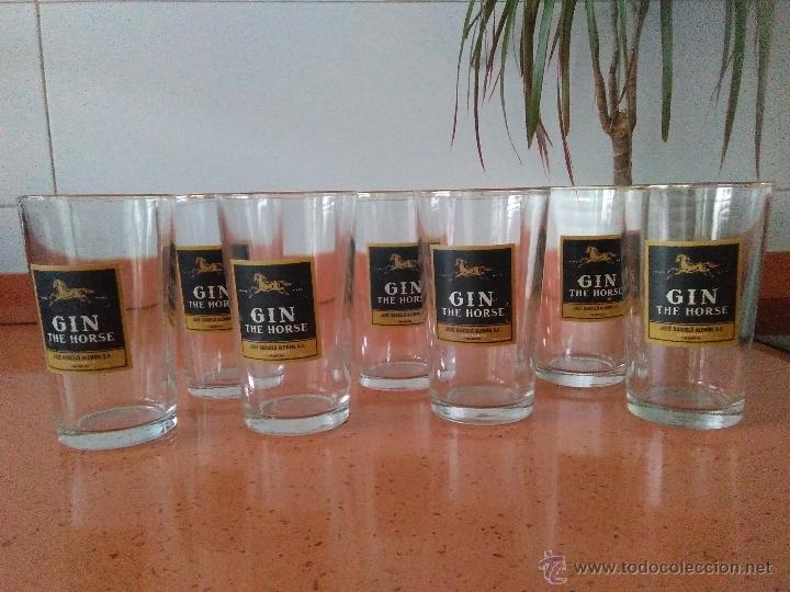 Coleccionismo de vinos y licores: Antiguos vasos de publicidad de Ginebra The Horse