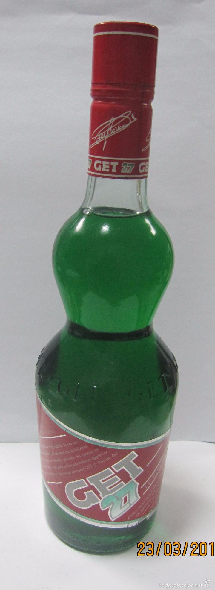 Coleccionismo de vinos y licores: BOTELLA DE PIPPERMINT. GET 27. 30CM - Foto 1