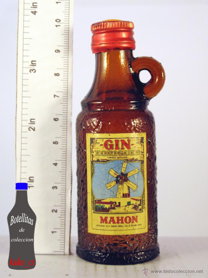Coleccionismo de vinos y licores: BOTELLITA BOTELLIN GIN XORIGUER GINEBRA DESTILADA DESTILERIAS DE B. SANCHEZ MAHON MALLORCA