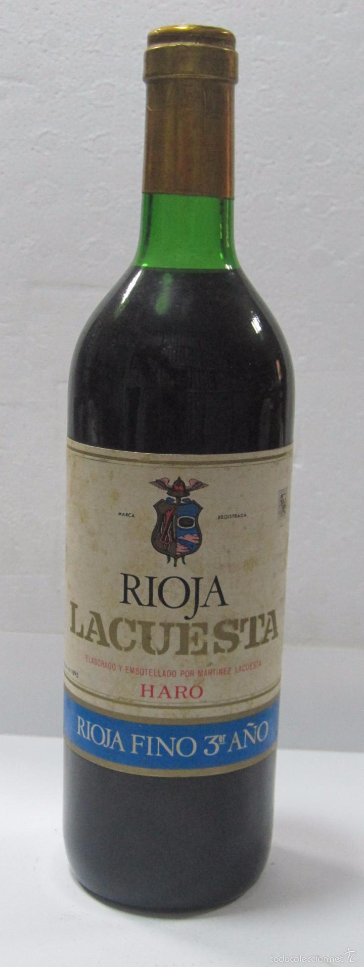 Collection of wines and liquors: BOTELLA DE VINO RIOJA MARTINEZ LACUESTA. RIOJA FINO 3ER A&Ntilde;O. HARO.