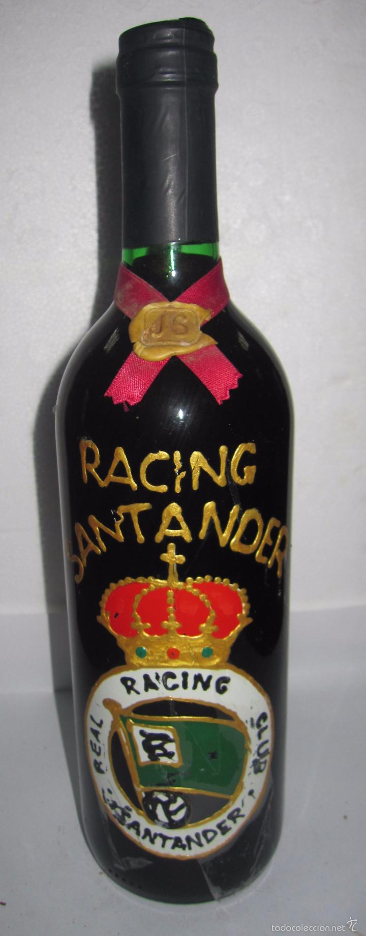 Coleccionismo de vinos y licores: BOTELLA DE VINO TINTO DE MESA. CLUB REAL RACING DE SANTANDER. EMBOTELLADO POR BODEGAS BLEDA. MURCIA