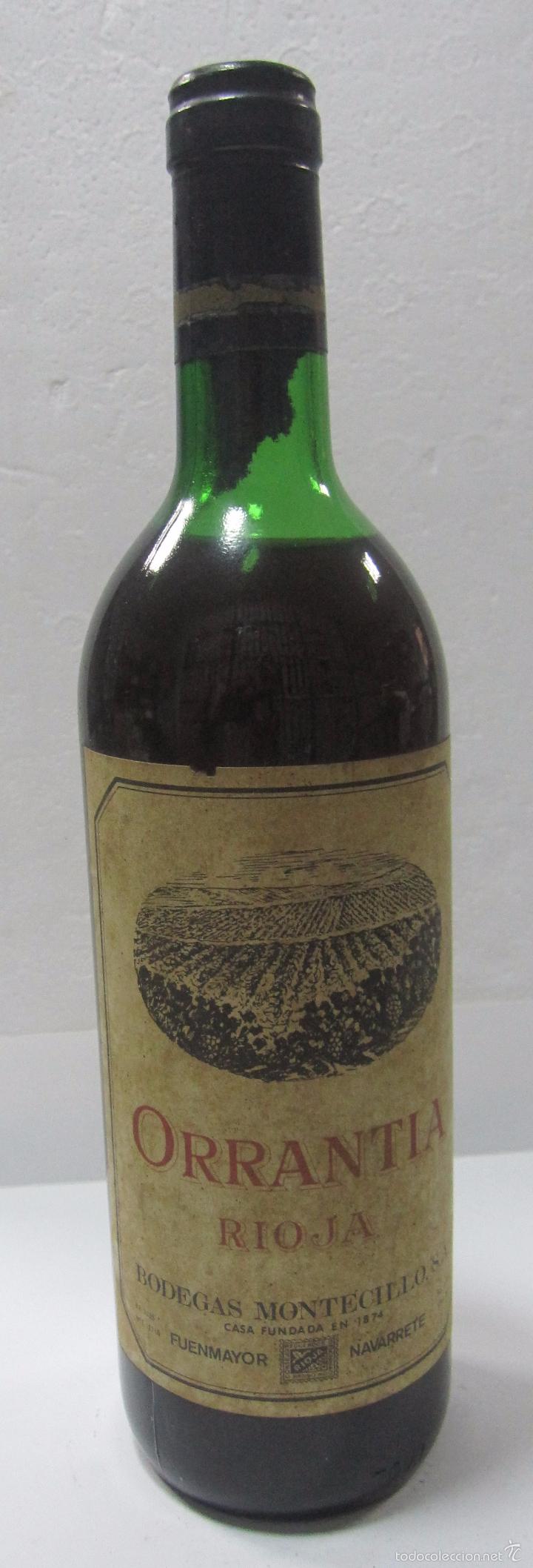 Coleccionismo de vinos y licores: BOTELLA DE VINO RIOJA. ORRANTIA. BODEGAS MONTECILLOS. FUENMAYOR. NAVARRETE.