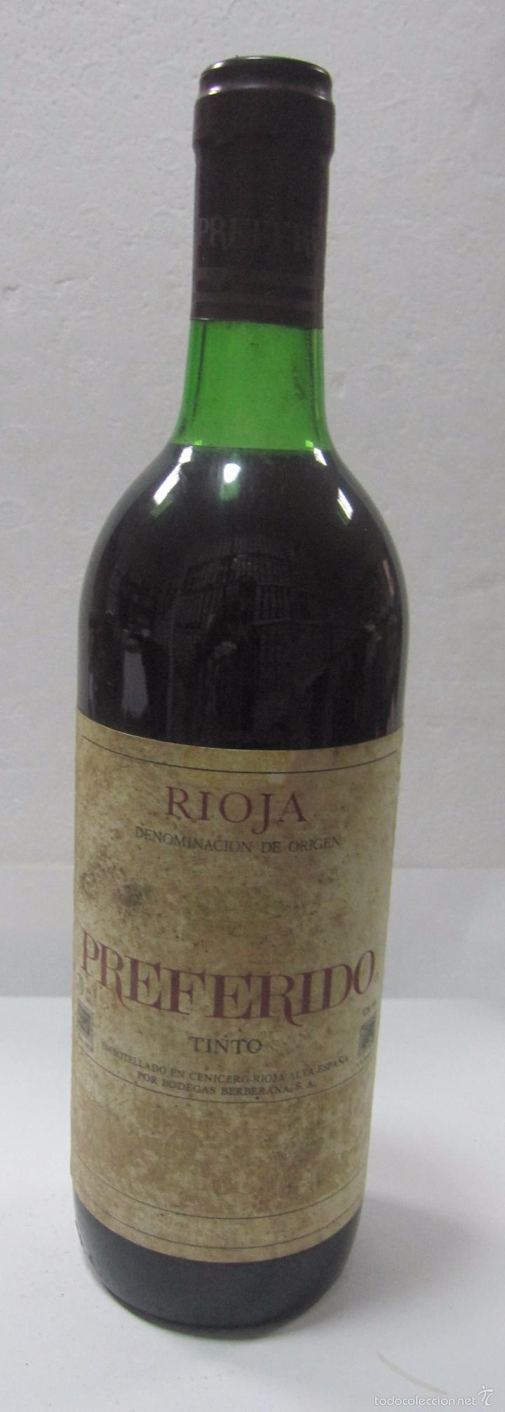 Collection of wines and liquors: BOTELLA DE VINO TINTO PREFERIDO. BODEGAS BERBERANAS. CENICERO. RIOJA ALTA.