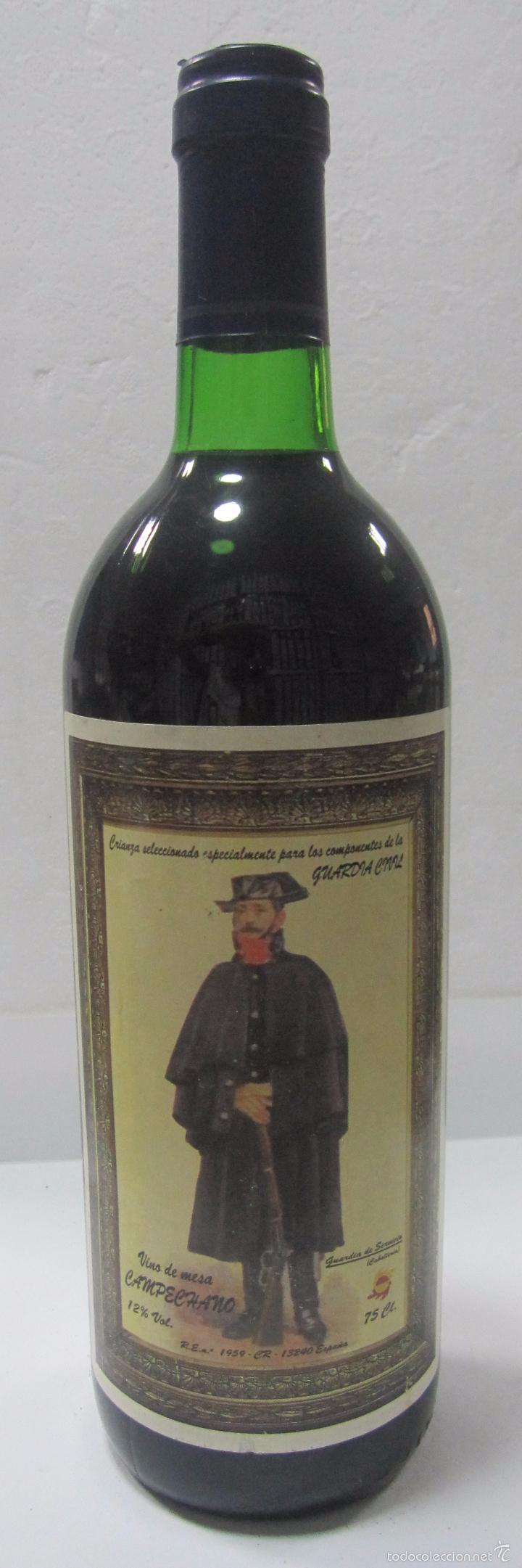 Collectionnisme de vins et liqueurs: BOTELLA DE VINO DE MESA CAMPECHANO. CRIANZA SELECCIONADA ESPECIALMENTE PARA LA GUARDIA CIVIL.
