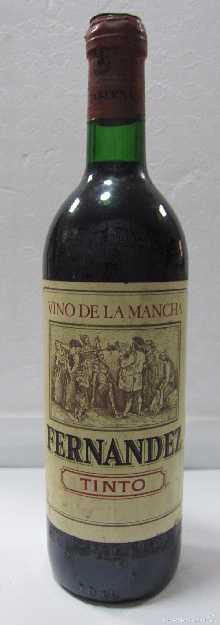 Collectionnisme de vins et liqueurs: BOTELLA DE VINO TINTO FENANDEZ. VINO DE LA MANCHA.