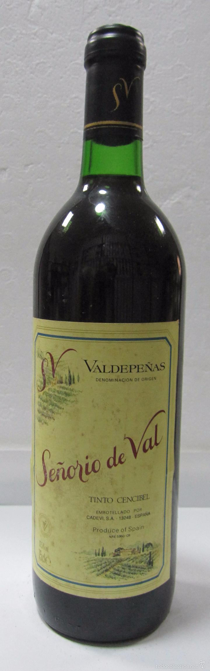 Collectionnisme de vins et liqueurs: BOTELLA DE VINO TINTO SE&Ntilde;ORIO DE VAL. VALDEPE&Ntilde;AS. EMBOTELLADO POR CADEVI, S.A.
