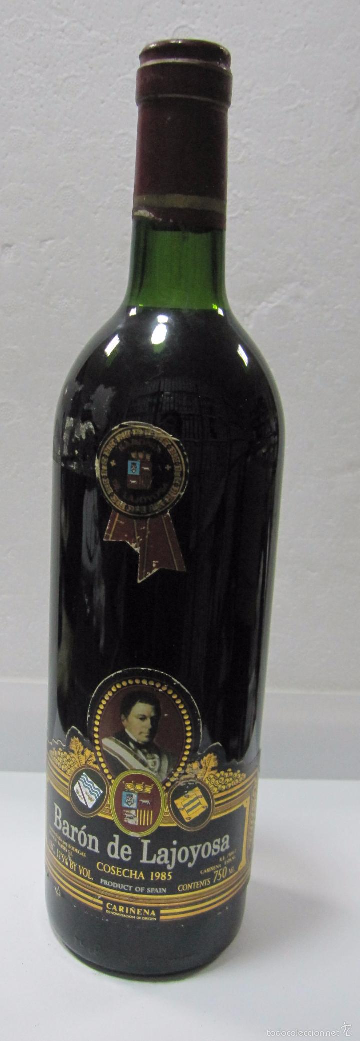 Collection of wines and liquors: BOTELLA DE VINO GRAN RESERVA. BAR&Oacute;N DE LAJOYOSA. COSECHA 1985. BODEGAS IGNACIO MARIN. CARI&Ntilde;ENA.