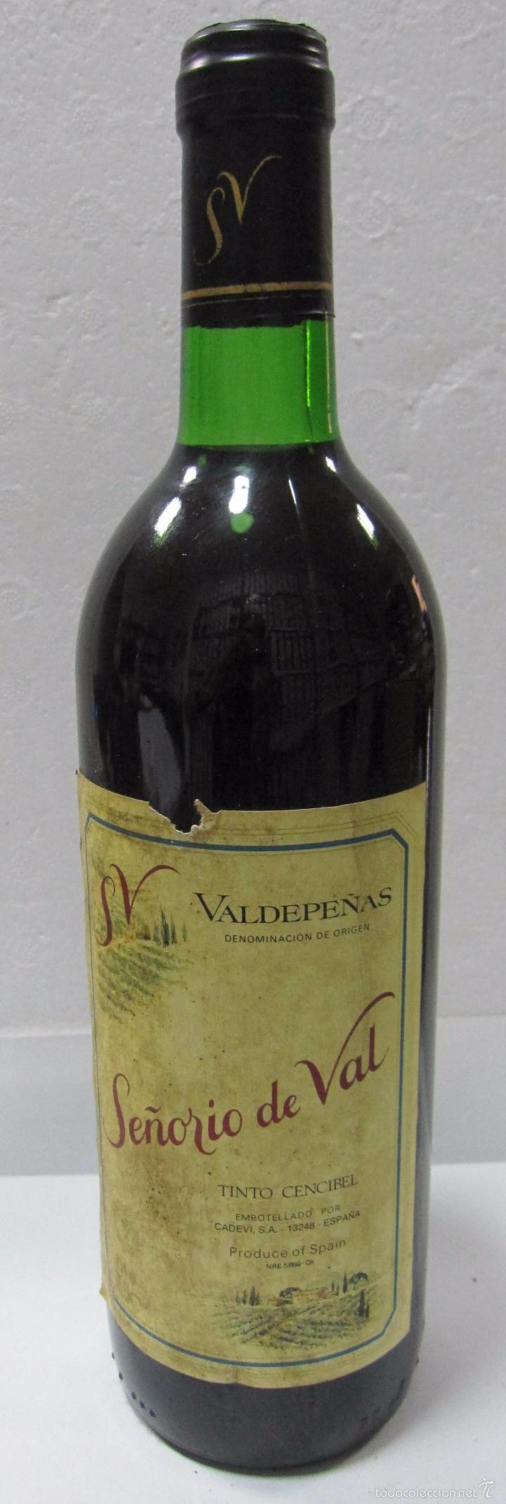 Sammlung von Weinen und Lik&ouml;ren: BOTELLA DE VINO TINTO SE&Ntilde;ORIO DE VAL. VALDEPE&Ntilde;AS. EMBOTELLADO POR CADEVI, S.A.