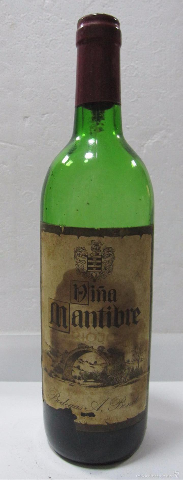 Collection of wines and liquors: BOTELLA DE RIOJA VI&Ntilde;A MANTIBRE. BODEGAS A. BENITO. 3/4 DE LLENADO.