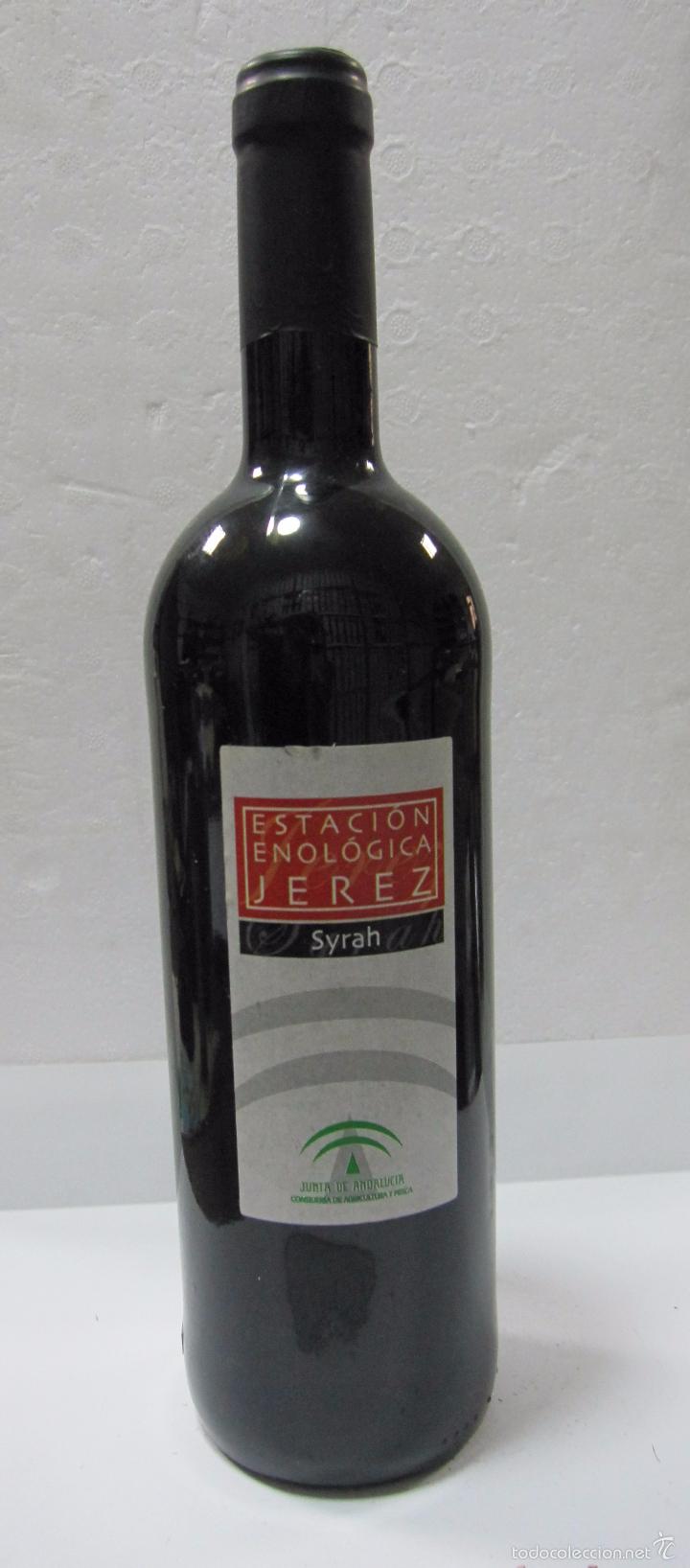 Sammlung von Weinen und Lik&ouml;ren: BOTELLA DE VINO ESTACI&Oacute;N ENOL&Oacute;GICA JEREZ. SYRAH. JUNTA DE ANDALUCIA.