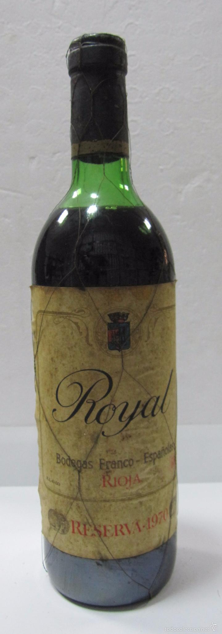 Sammlung von Weinen und Lik&ouml;ren: BOTELLA DE VINO RIOJA ROYAL. BODEGAS FRANCO-ESPA&Ntilde;OLAS. RESERVA 1970. RIOJA.