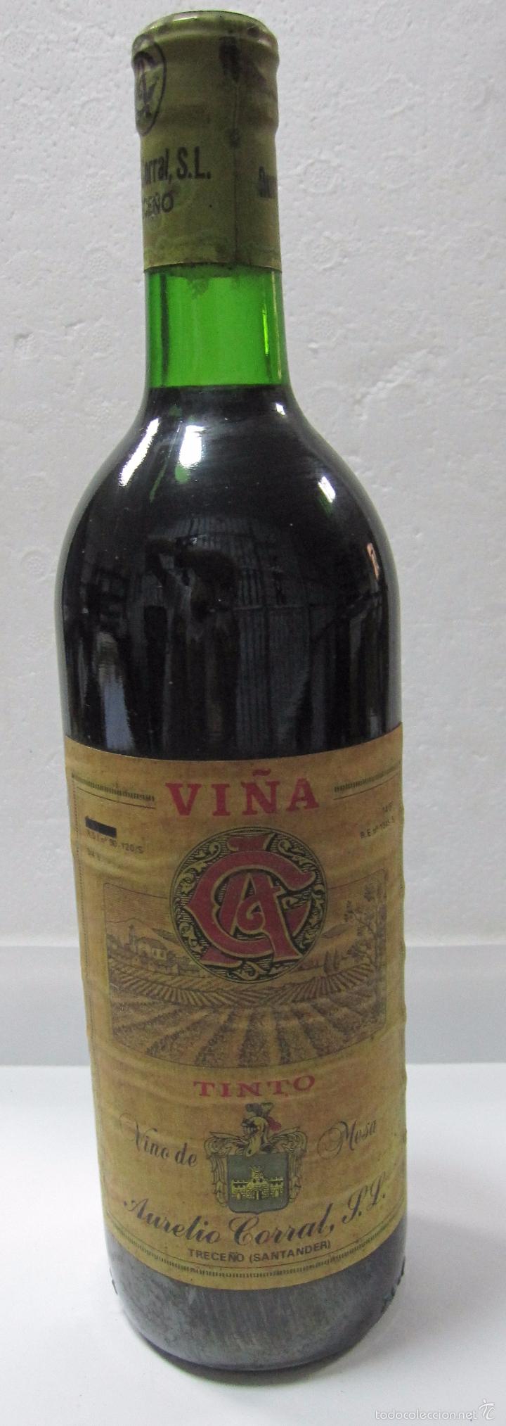 Sammlung von Weinen und Lik&ouml;ren: BOTELLA DE VINO TINTO. VI&Ntilde;A AURELIO CORRAL. TRECE&Ntilde;O. SANTANDER.
