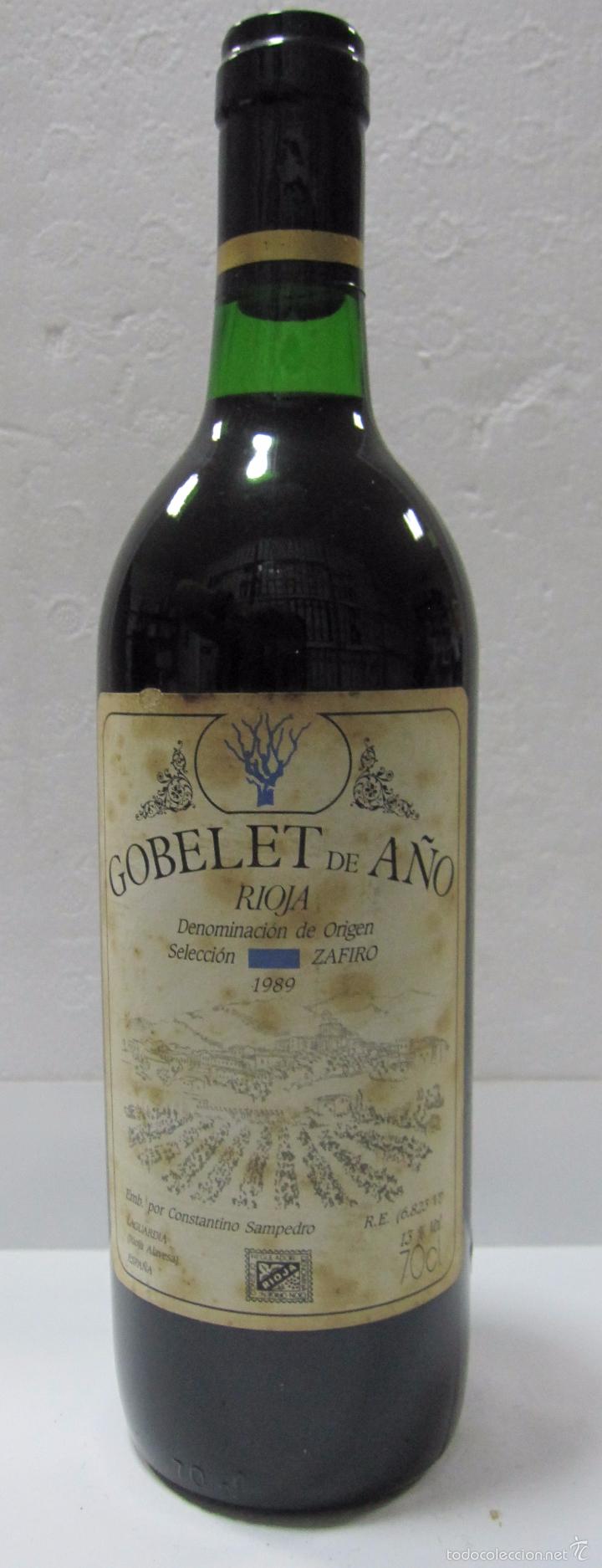 Colecionismo de vinhos e licores: BOTELLA DE VINO RIOJA. GOBELET DE A&Ntilde;O. COSECHA 1989. EMB. CONSTANTINO SAMPEDRO. LAGUARDIA.