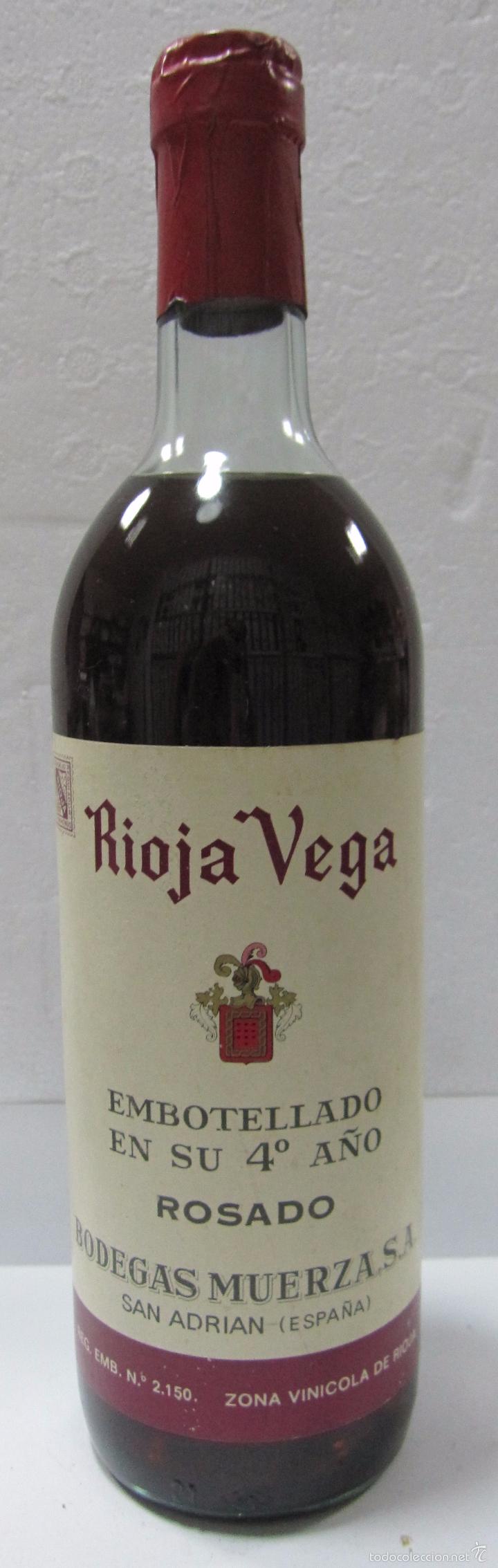 Colecionismo de vinhos e licores: BOTELLA DE VINO ROSADO. RIOJA VEGA. BODEGAS MUERZAS, S.A. SAN ADRIAN. VINICOLA DE RIOJA.