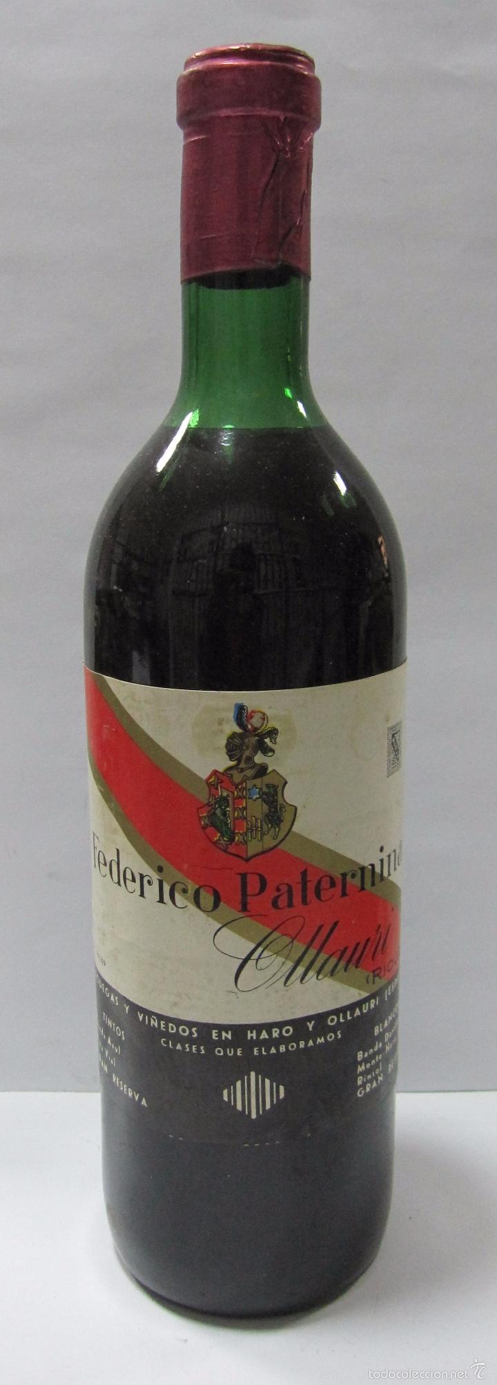 Coleccionismo de vinos y licores: BOTELLA DE VINO FEDERICO PATERNINA. BANDA ROJA. OLLAURI. RIOJA.