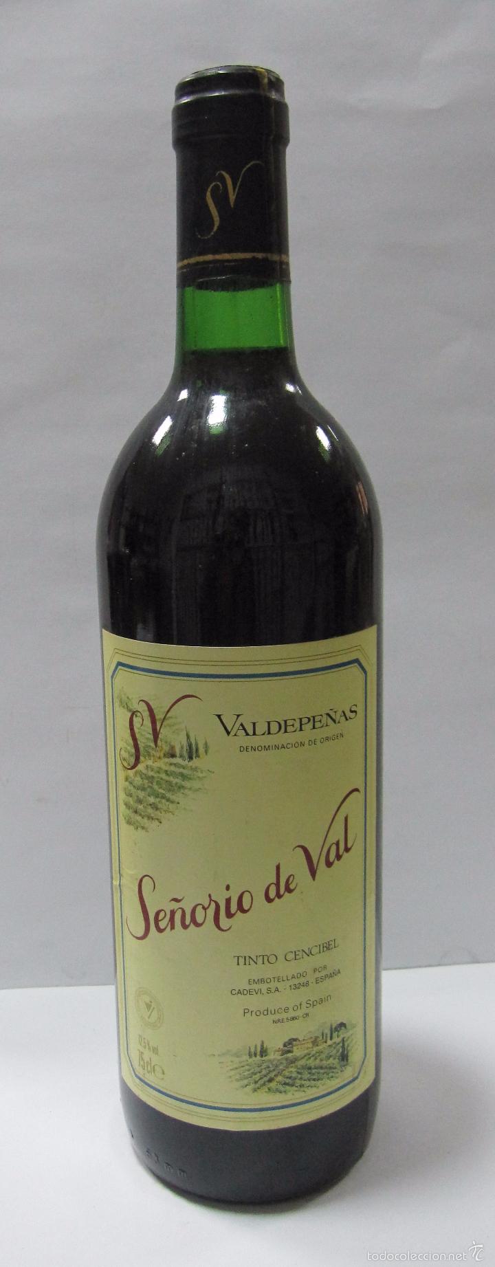 Coleccionismo de vinos y licores: BOTELLA DE VINO TINTO CENCIBEL. SE&Ntilde;ORIO DE VAL. VALDEPE&Ntilde;AS. CADEVI, S.A.