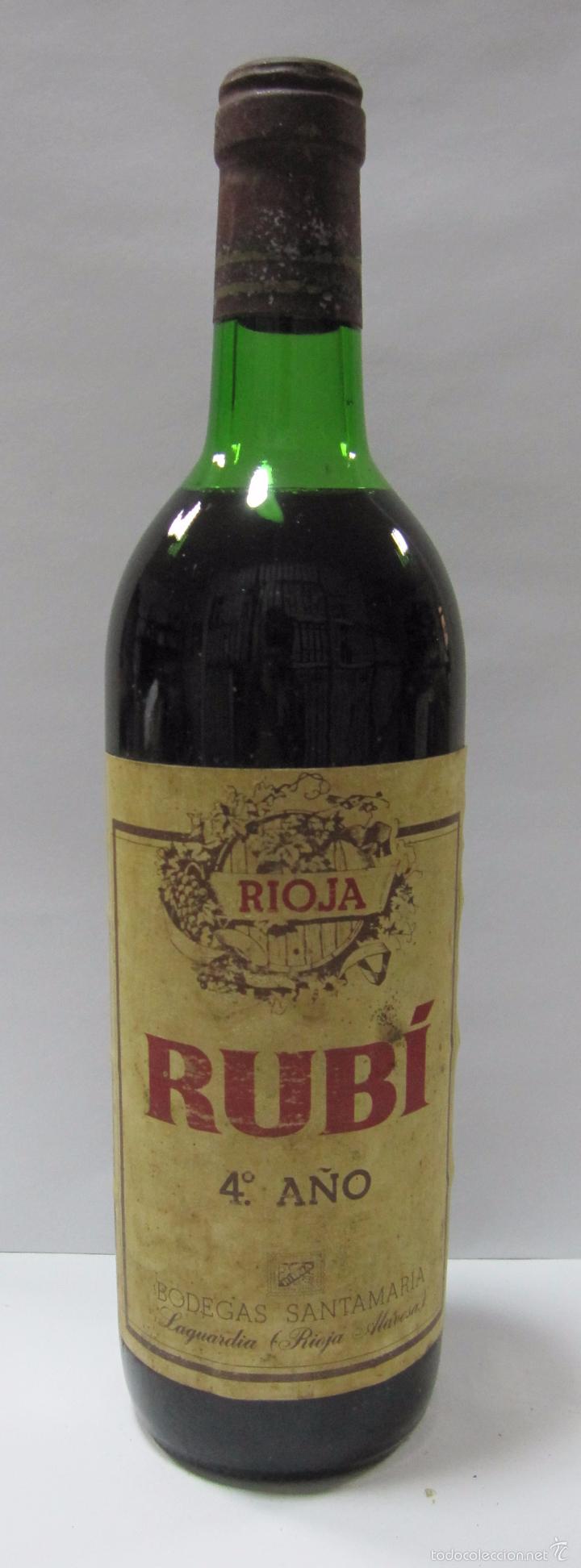 Coleccionismo de vinos y licores: BOTELLA DE VINO RIOJA RUB&Iacute;. 4&ordm; A&Ntilde;O. BODEGAS SANTAMARIA. LAGUARDIA. RIOJA ALVESA.