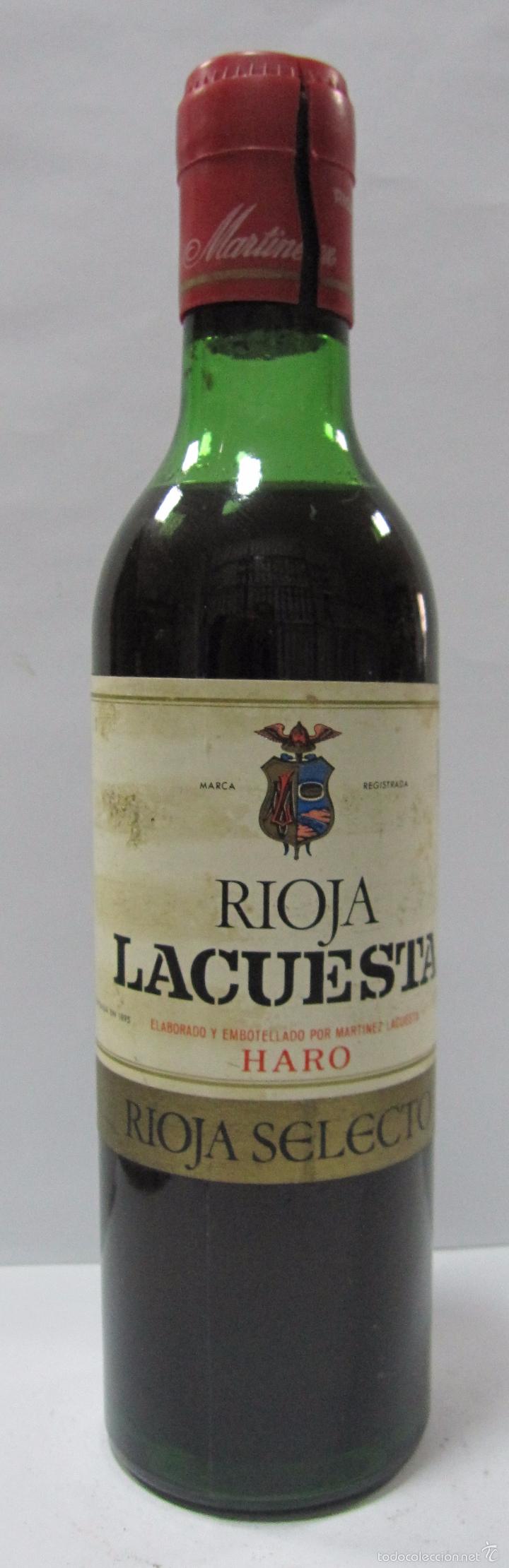 Coleccionismo de vinos y licores: BOTELLA DE VINO RIOJA SELECTO. LACUESTA. MARTINEZ LACUESTA. HARO. 24,8 CM DE ALTO.