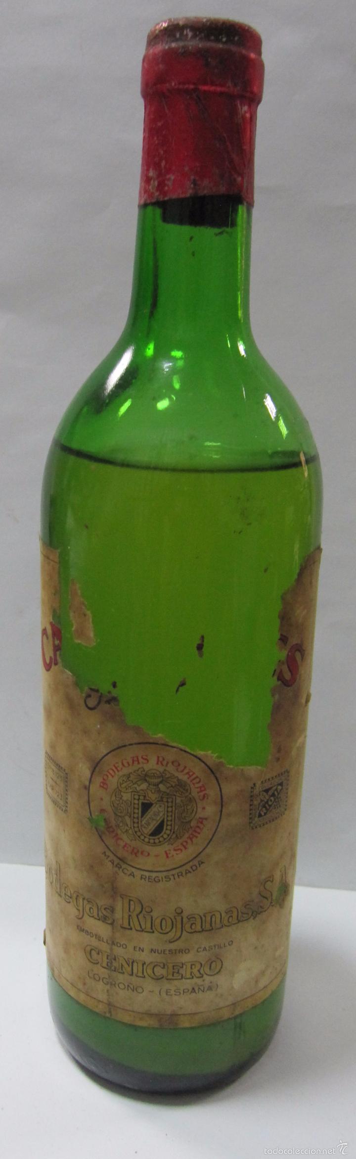 Coleccionismo de vinos y licores: BOTELLA DE VINO CANCHALES. BODEGAS RIOJANAS, S.A. CENICERO. LOGRO&Ntilde;O. 29 CM DE ALTO