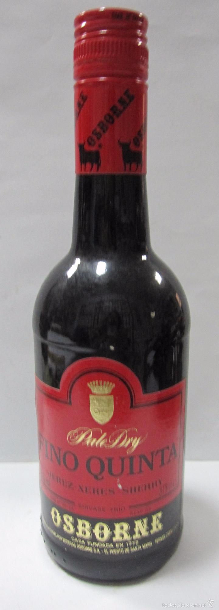 Coleccionismo de vinos y licores: BOTELLA DE VINO FINO QUINTA. PALE DRY. JEREZ. OSBORNE. EMBOTELLADO VI BANDERA DE LA LEGION. 23,6CM