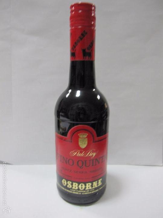 Coleccionismo de vinos y licores: BOTELLA DE FINO QUINTA. PALE DRY. OSBORNE. PTO. SANTA M&ordf;. GRUPO LOGISTICO PARACAIDISTA. 23,6 CM ALTO