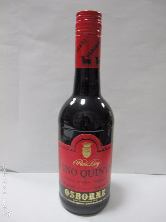 Coleccionismo de vinos y licores: BOTELLA DE VINO FINO QUINTA. PALE DRY. JEREZ. OSBORNE. BON. MIXTO DE INGENIEROS PARACAIDISTA. 23,6CM