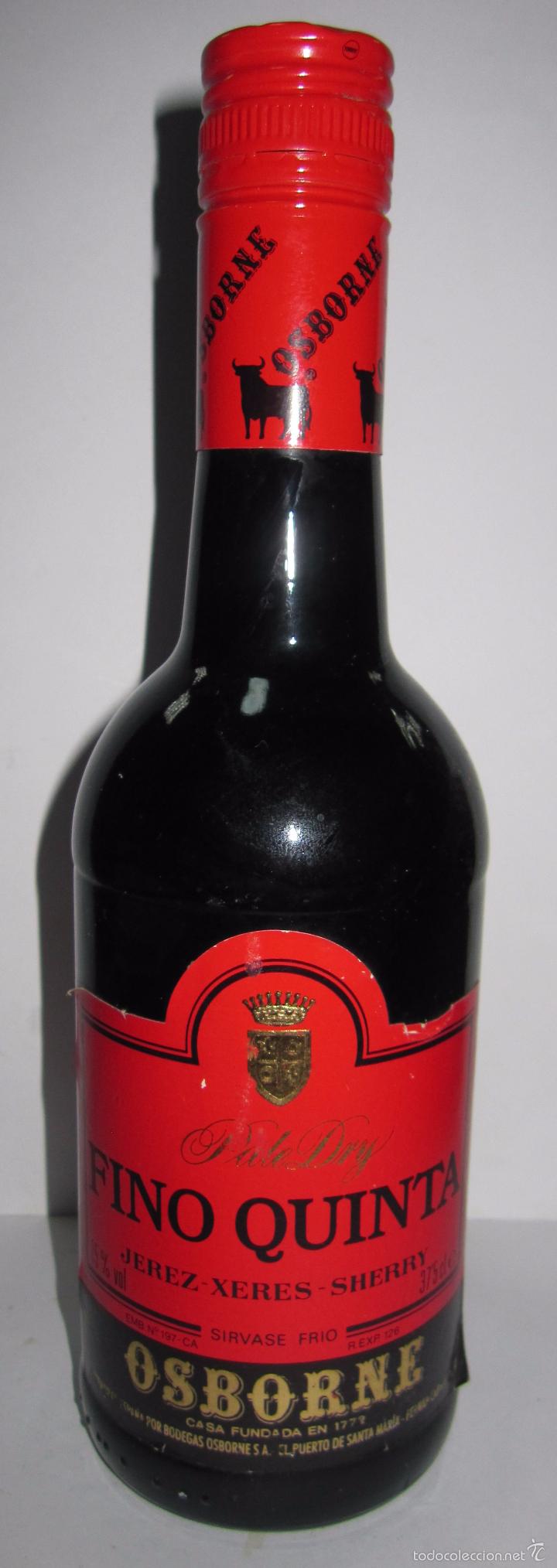Coleccionismo de vinos y licores: BOTELLA DE VINO FINO QUINTA. PALE DRY. JEREZ. OSBORNE. COMANDANTE GENERAL INFANTERIA MARINA. 23,6CM