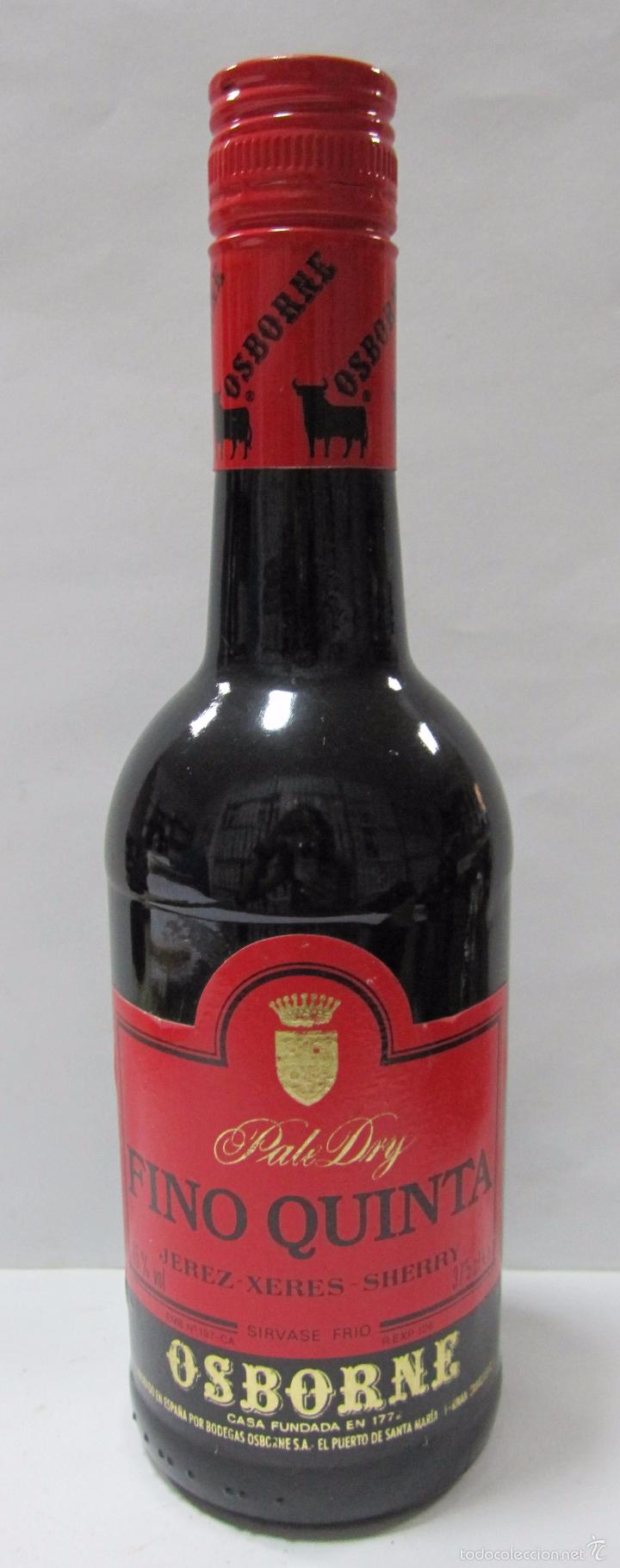 Coleccionismo de vinos y licores: BOTELLA DE FINO QUINTA. PALE DRY. OSBORNE. PTO. SANTA M&ordf;. PARA FED. ESPA&Ntilde;OLA CAZA. 23,6 CM ALTO