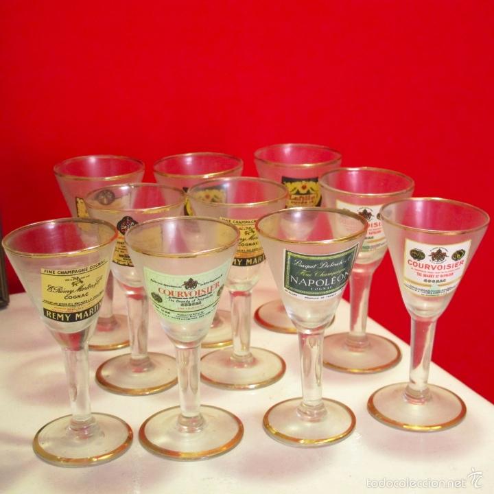 Coleccionismo de vinos y licores: copas antiguas cristal publicidad cognac brandy courvoisier napoleon remy martin