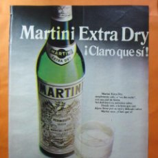 Coleccionismo de vinos y licores: PUBLICIDAD 1972 - COLECCION BEBIDAS - MARTINI DRY