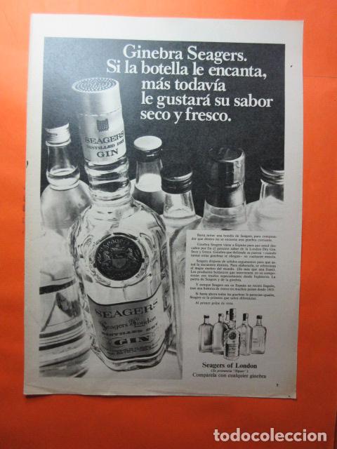 Coleccionismo de vinos y licores: PUBLICIDAD 1970 - COLECCION BEBIDAS - GINEBRA SEAGERS