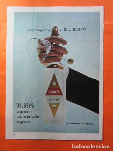 Coleccionismo de vinos y licores: PUBLICIDAD 1966 - COLECCION BEBIDAS - GINEBRA GILBEY'S