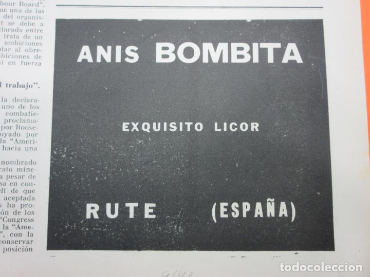 Coleccionismo de vinos y licores: PUBLICIDAD 1942 - COLECCION BEBIDAS - ANIS BOMBITA RUTE ESPA&Ntilde;A