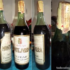 Coleccionismo de vinos y licores: ANTIGUA BOTELLA DE COÑAC MONTEJURRA ALVEAR CONDE DE LA CORTINA MONTILLA 1 LITRO CON PRECINTO DE TASA. Lote 63691575
