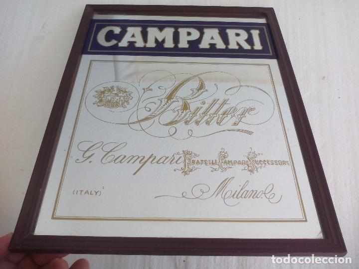 Sammlung von Weinen und Lik&ouml;ren: Cartel espejo o cuadro.Campari Bitter. Mide 40 x 30 cm. Milano. Italy.