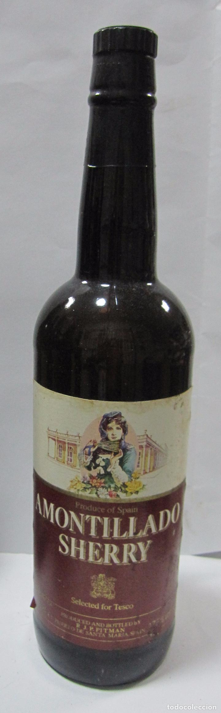Coleccionismo de vinos y licores: BOTELLA DE MUESTRA DE VINO AMONTILLADO SHERRY. R. J. P. PITMAN. PTO. DE SANTA MARIA.VAC&Iacute;A