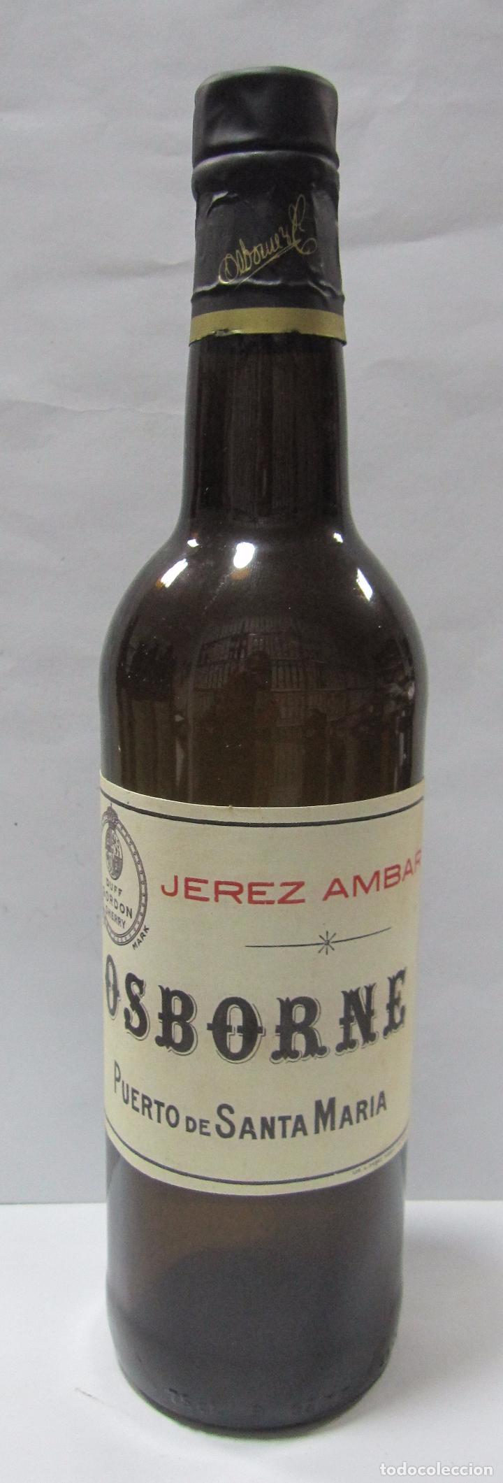 Coleccionismo de vinos y licores: BOTELLA DE MUESTRA DE VINO JEREZ AMBAR. OSBORNE. PUERTO DE SANTA MARIA.VAC&Iacute;A