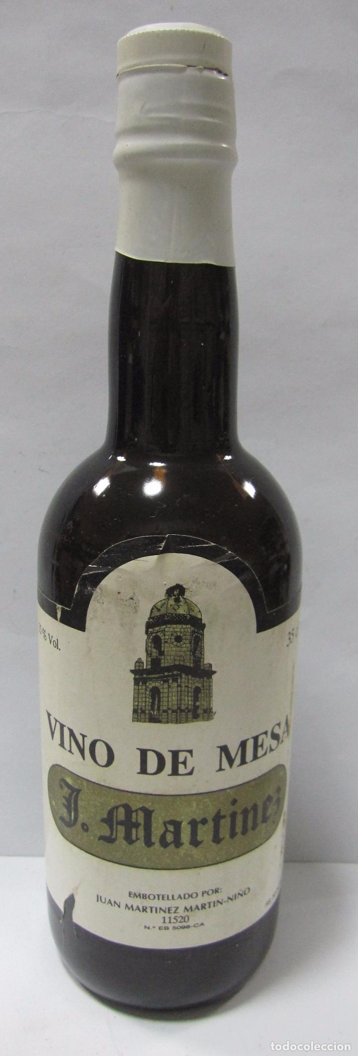 Coleccionismo de vinos y licores: BOTELLA DE MUESTRA DE VINO DE MESA. J. MARTINEZ. JUAN MARTINEZ MARTIN-NI&Ntilde;O. VAC&Iacute;A