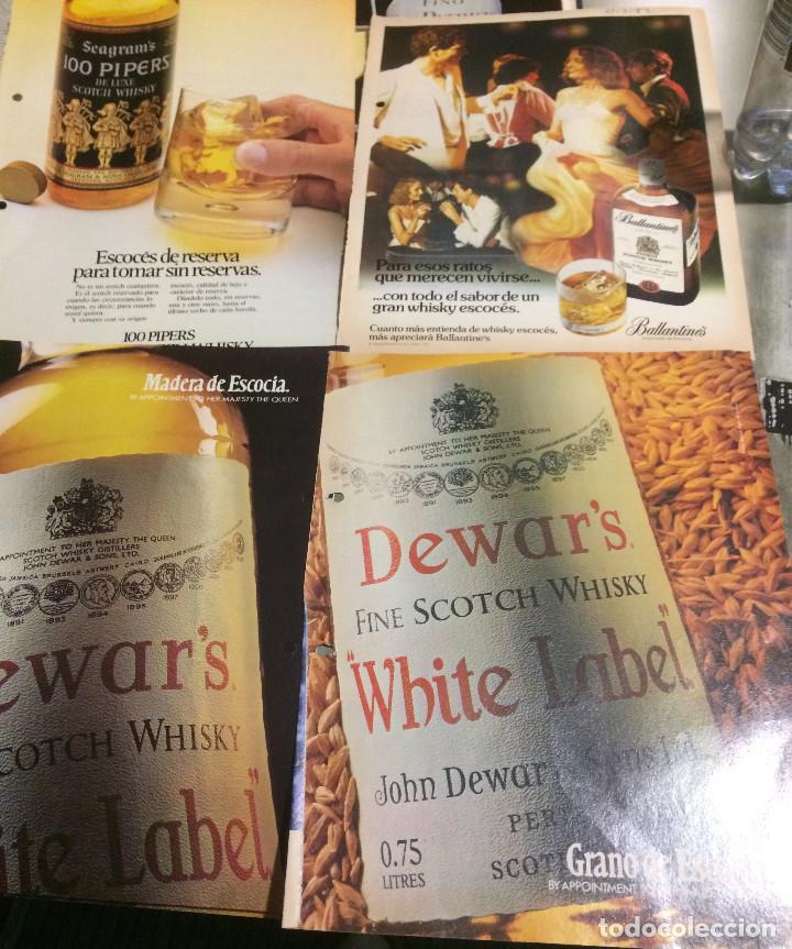 Coleccionismo de vinos y licores: 4 anuncios de revista de whisky escoc&eacute;s. Dewar's White Label, Ballantine's, 100 Pipers. A&ntilde;o 1982.