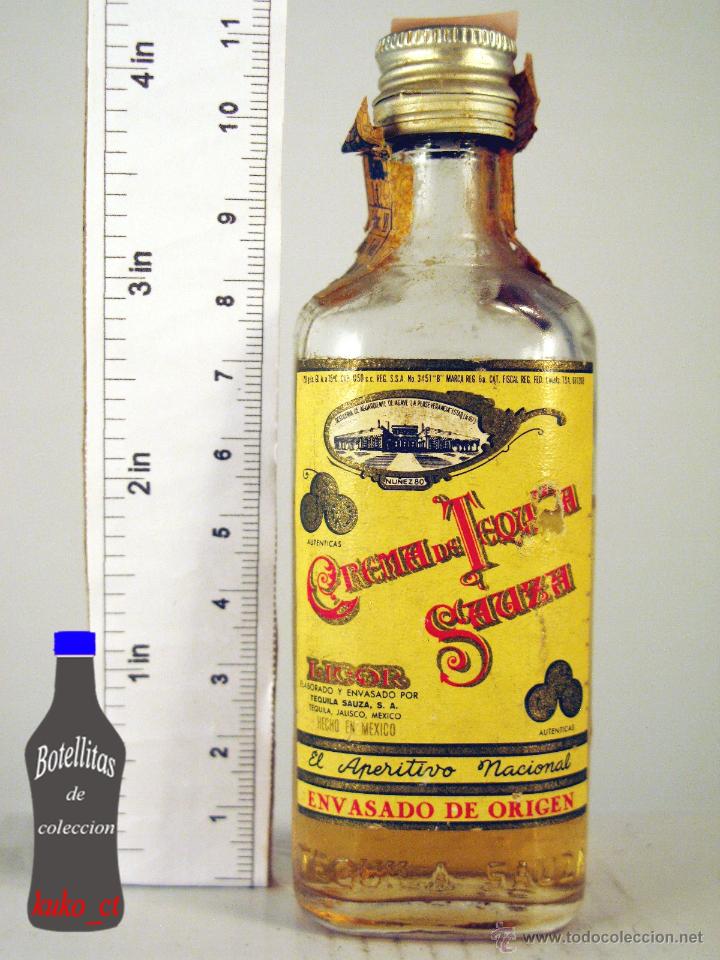 Collection of wines and liquors: BOTELLITA BOTELLIN TEQUILA SAUZA CREMA JALISCO MEXICO