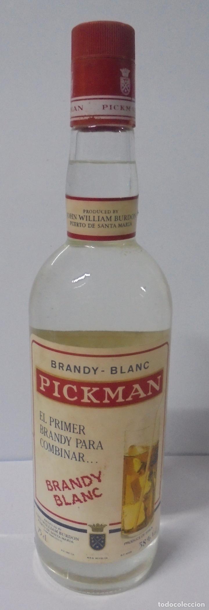 Coleccionismo de vinos y licores: BOTELLA DE BRANDY BLANC. PICKMAN. JOHN WILLIAM BURDON. PUERTO DE SANTA MARIA. 31 CM DE ALTO.