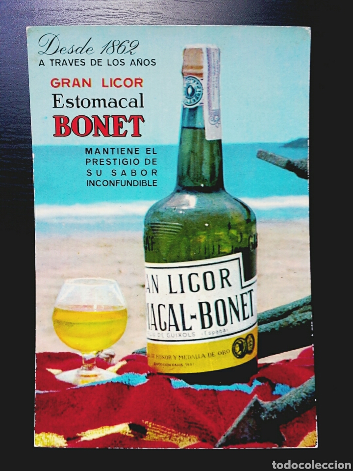 Coleccionismo de vinos y licores: Postal publicidad Gran Licor Estomacal Bonet - Sant Feliu de Gu&iacute;xols Girona Costa Brava aguardiente