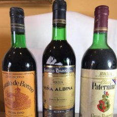Coleccionismo de vinos y licores: TRES BOTELLAS DE RIOJA DE 1970, 1978 Y 1987. Lote 104332919