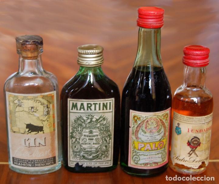 Collection of wines and liquors: Botellines Gin Beltr&aacute;n de Mah&oacute;n, vermouth Martini, aperitivo Palo y co&ntilde;ac Fundador de Pedro Domecq