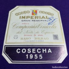 Coleccionismo de vinos y licores: RARA ETIQUETA VINO RIOJA. PRUEBA DE IMPRENTA. IMPERIAL GRAN RESERVA 1955. CUNE. HARO. BILBAO