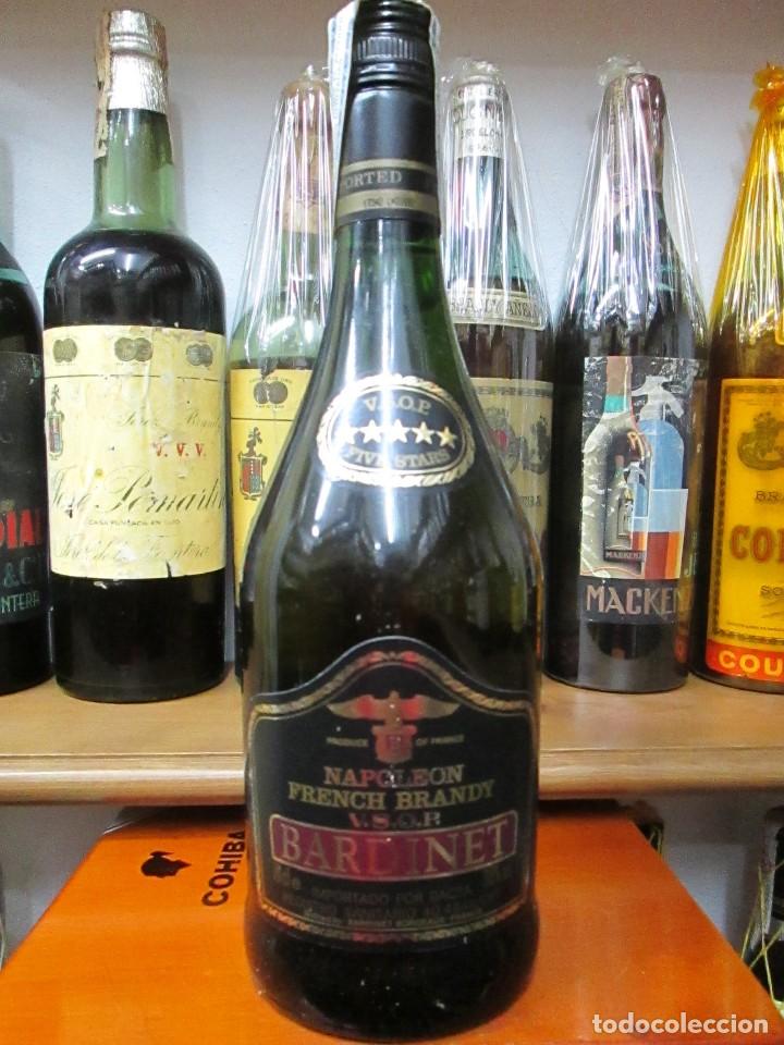 Coleccionismo de vinos y licores: ANTIGUA BOTELLA BRANDY CO&Ntilde;AC, BARDINET V.SO.P. FRANCIA, IMPUESTO DE 8 PTS.