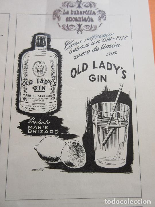 Coleccionismo de vinos y licores: PUBLICIDAD 1947 - COLECCION BEBIDAS - OLD LADYS GIN DE MARIE BRIZARD